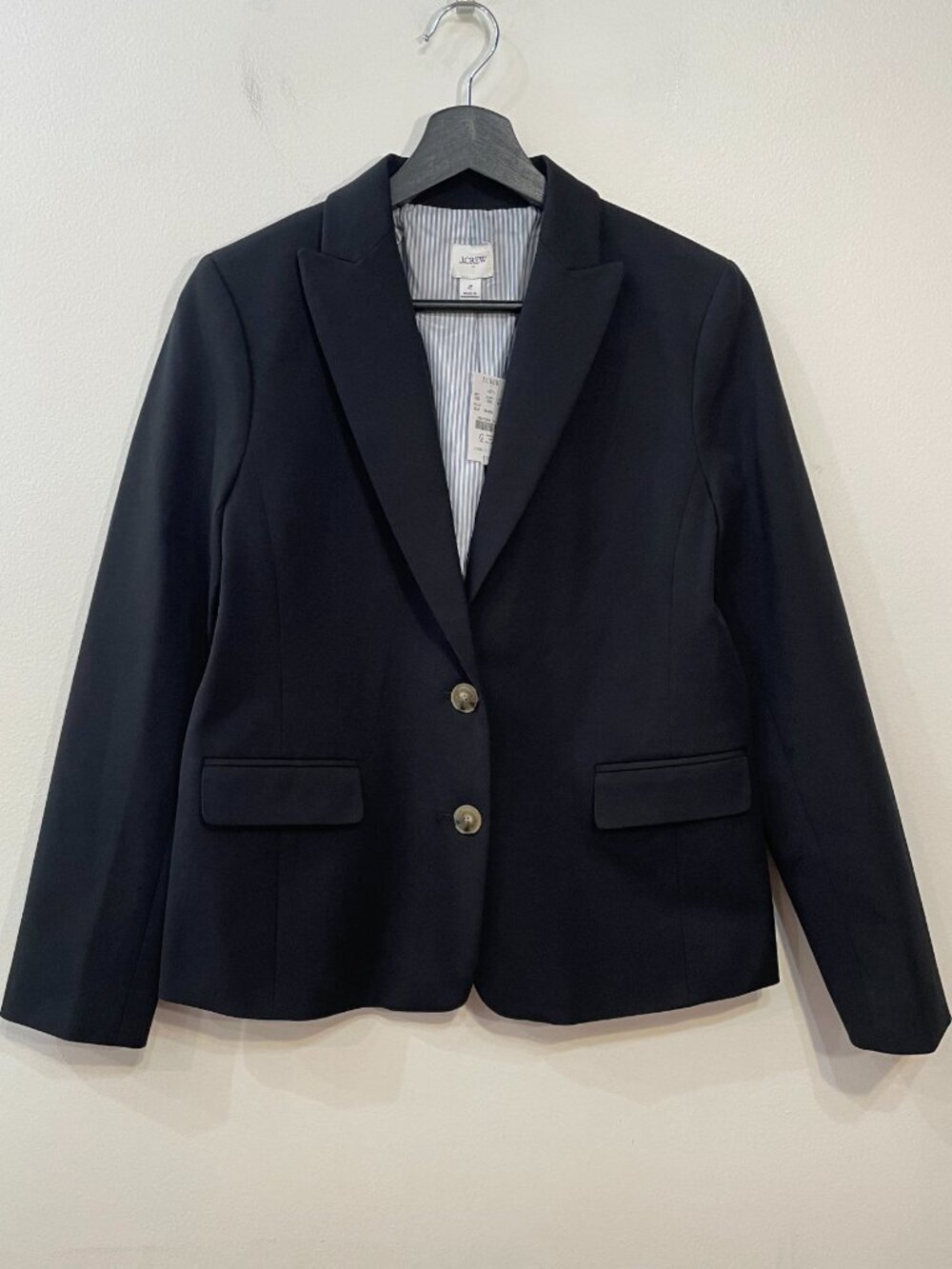 New J.Crew Cotton Blend 2-Button Blazer Black 2 $198 - Picture 3 of 8